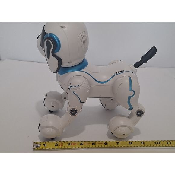 Future Robot Dog Toy – White/Blue RC Robo Puppy – Powers On, No Remote – 12” - Picture 8 of 8